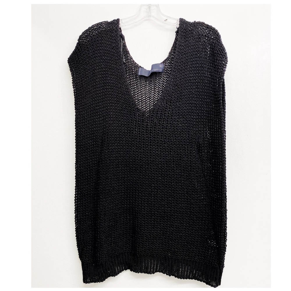 Zara oversized sleeveless crotchet black tunic top